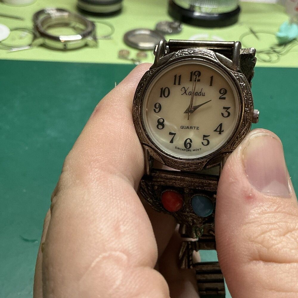 Xanadu Womens Watch MOP Dial Gold Tone Crystal New Battery Working